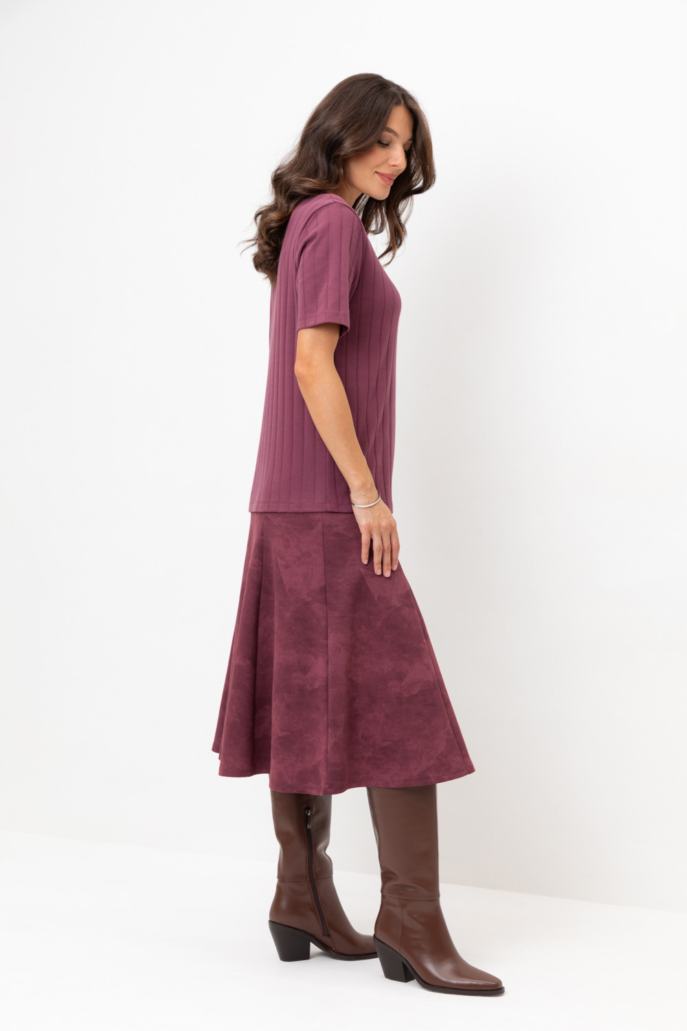 Юбки женские для мам, артикул: ЕВТ 7024, цвет: бордовый, фото 3