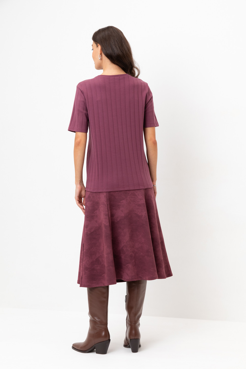 Юбки женские для мам, артикул: ЕВТ 7024, цвет: бордовый, фото 4