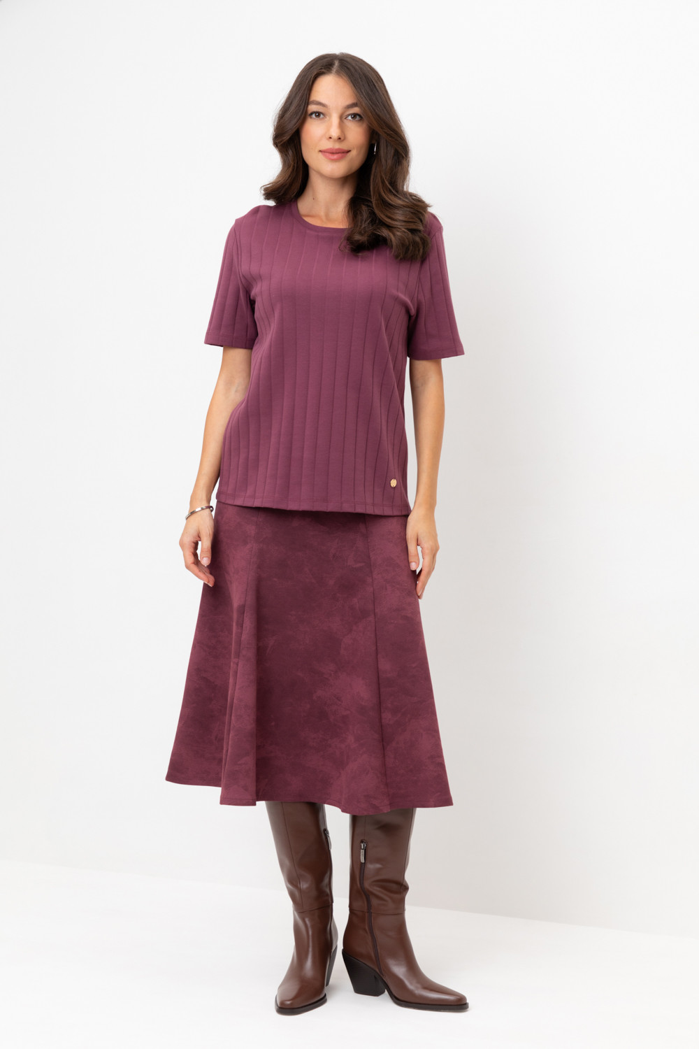 Юбки женские для мам, артикул: ЕВТ 7024, цвет: бордовый, фото 5