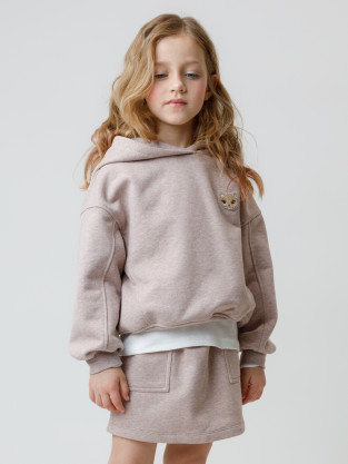 Худи для девочки, артикул: КР 302811, цвет: кофейный