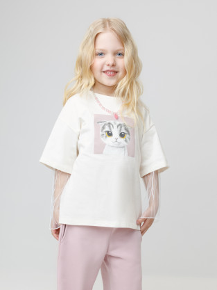 Футболка для девочки, артикул: КР 302835, цвет: светло-розовый