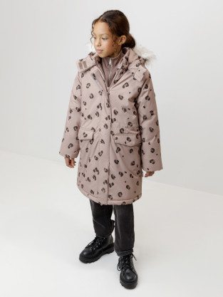 Пальто для девочки, артикул: ВК 38123/н/1 ГР, цвет: кофейный