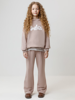 Брюки для девочки, артикул: КР 400846, цвет: кофейный