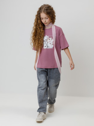 Футболка для девочки, артикул: КР 302828, цвет: бордовый