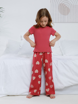 Пижама для девочки, артикул: МП 1659, цвет: бордовый