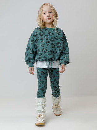 Лосины для девочки, артикул: КР 4074, цвет: зеленый