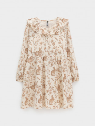 Платье для девочки, артикул: КР 5897, цвет: бежевый - 2 фото