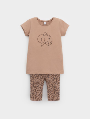 Пижама для девочки, артикул: К 1647, цвет: бежевый - 2 фото