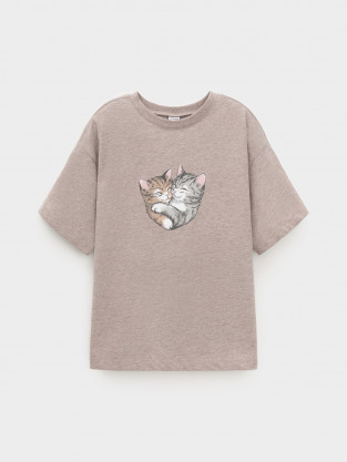 Футболка для девочки, артикул: КР 302809, цвет: кофейный - 2 фото